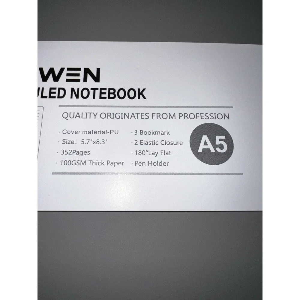 XIVVYWEN A5 Notebook College Ruled Journal Gray Faux Leather Cover Lined 352P